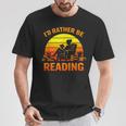 I'd Rather Be Reading Retro Book Lover Bookworm T-Shirt Unique Gifts