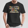 Just A Girl Who Loves Books Bookworm Librarian Retro Cute T-Shirt Unique Gifts