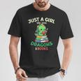 Just a Girl Who Loves Dragons & Books Book Lover Kids Nerd T-Shirt Unique Gifts