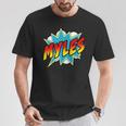 Kids Boys Myles Name Superhero Comic Book T-Shirt Unique Gifts