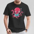 Librarian Book Sea Ocean Giant Squid Reading Octopus T-Shirt Unique Gifts