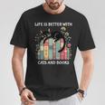Life Is Better With Cats And Books Cute Cat Lover T-Shirt Unique Gifts