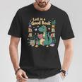 Lost In a Good Book Cute Reading Dinosaur Illustration T-Shirt Unique Gifts