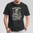 Maybe Books Are Addicted To Me Skeleton Reader Retro T-Shirt Unique Gifts