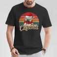 Merry Christmas Retro Vintage Pugmas Pug Reading Books T-Shirt Unique Gifts