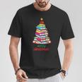 Merry Christmas Tree Book Reading Librarian T-Shirt Unique Gifts