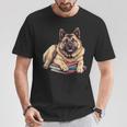 Norwegian Elkhound Books Reading Dog Breed Graphic T-Shirt Unique Gifts