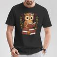 Owl Reading Book Graphic Owl With Book Floral T-Shirt Unique Gifts