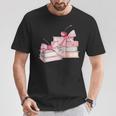 Pink Bow Books And Cherries For Book Lover Girl Women T-Shirt Unique Gifts