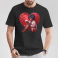 Pretty Girl With Book And Hearts For Valentine's Day T-Shirt Unique Gifts