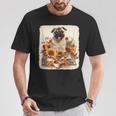 Pug Reading Books Sunflowers With Coffee Lover Owner T-Shirt Unique Gifts