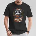 Racoon Reading Book Graphic Racoon With Book Floral T-Shirt Unique Gifts Racoon Reading Book Graphic Racoon With Book Floral T-Shirt Unique Gifts