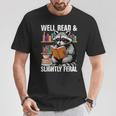 Well Read & Slightly Feral Raccoon Book Lover Graphic T-Shirt Unique Gifts