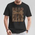 Read Coquette Bow Retro Western Groovy Leopard Reading T-Shirt Unique Gifts