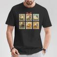 Reading Book Lover Bookish Cat Mom Cat Reading Books Stamps T-Shirt Unique Gifts