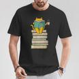 Reading Cat Book & Tea Lover T-Shirt Unique Gifts