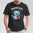 Readsolotl Cute Axolotl Read Book Ambystoma Mexicanum Kids T-Shirt Unique Gifts