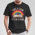 Retro Vintage Rainbow Take a Look It’s In a Book Reading T-Shirt Unique Gifts