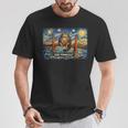 San Francisco Cat Golden Gate Bridge Starry Night Book Lover T-Shirt Unique Gifts