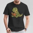 T-Rex Dinosaur Reading Book Nerd T-Shirt Unique Gifts