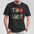 Teacher School Supplies Apple Books Pencil Globe Crayon T-Shirt Unique Gifts