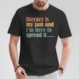Teaching Fun Literacy Is My Jam Librarian Book Lover Teacher T-Shirt Unique Gifts