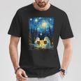 Van Gogh Starry Night Ghost Book Reading Camping Halloween T-Shirt Unique Gifts