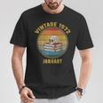 Vintage January 1972 Dark Academia Skull On Books Distressed T-Shirt Unique Gifts