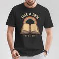 Vintage Rainbow Take a Look It's In a Book Retro Reading Art T-Shirt Unique Gifts