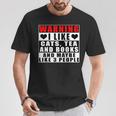 Warning I Like Cats Tea And Books And Maybe Like 3 People T-Shirt Unique Gifts