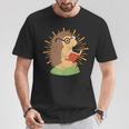 Wildlife Forest Animal Book Reading Bookworm Hedgehog T-Shirt Unique Gifts