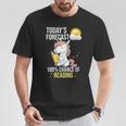 Women's 100 Chance Of Reading Book Lover Unicorn T-Shirt Unique Gifts