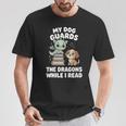 Women's Cute Fantasy Book Reader Apparel Dog Dragon Bookish Magic T-Shirt Unique Gifts
