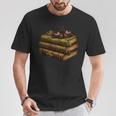 Women's Dark Academia Vintage Book Stack Gothic Moth T-Shirt Unique Gifts