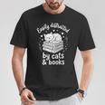 Women's Easily Distracted By Cats And Books T-Shirt Unique Gifts