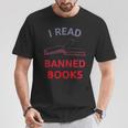 Women's I Read Banned Books Bluegrey-Red Literature Activist T-Shirt Unique Gifts Women's I Read Banned Books Bluegrey-Red Literature Activist T-Shirt Unique Gifts