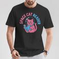 Women's Space CAT Reader Pink Helmet Blue Book Nerd Galaxy Kitty T-Shirt Unique Gifts