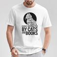 Book Reading Book Easily Distracted By Cats And Books T-Shirt Unique Gifts