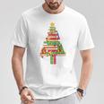 Books Christmas Tree Xmas Librarian Book Lovers Pajama T-Shirt Unique Gifts