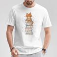 Cat Sits On Books Reading Reading Book Lover T-Shirt Unique Gifts