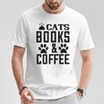 Cats Books And Coffee Reading T-Shirt Unique Gifts