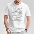 Coloring Book Style Blank Merry Christmas Tree Reindeer T-Shirt Unique Gifts