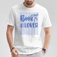 Coquette Book Lover Preppy Blue Stripes Bookworm Reading T-Shirt Unique Gifts