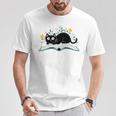 Cute Cat On Book Fun Flower Feline Pet Lover Premium Tri-Blend T-Shirt Unique Gifts