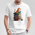 Cute Cat Lovers Book Lovers For Women And Men T-Shirt Unique Gifts