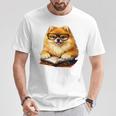 Cute Dog Pomeranian Reading Book Premium Tri-Blend T-Shirt Unique Gifts