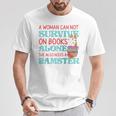 Cute Hamster Reading Book A Woman Can Not Survive On Books Raglan Baseball Tee T-Shirt Unique Gifts