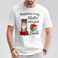 Cute Happiness Is Sheltie And Books Sheltie Mom T-Shirt Unique Gifts