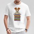 Cute Jack Russel Dog Reading On Pile Of Books Premium Tri-Blend T-Shirt Unique Gifts