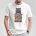 Cute Raccoon Reading On Pile Of Books T-Shirt Unique Gifts Cute Raccoon Reading On Pile Of Books T-Shirt Unique Gifts